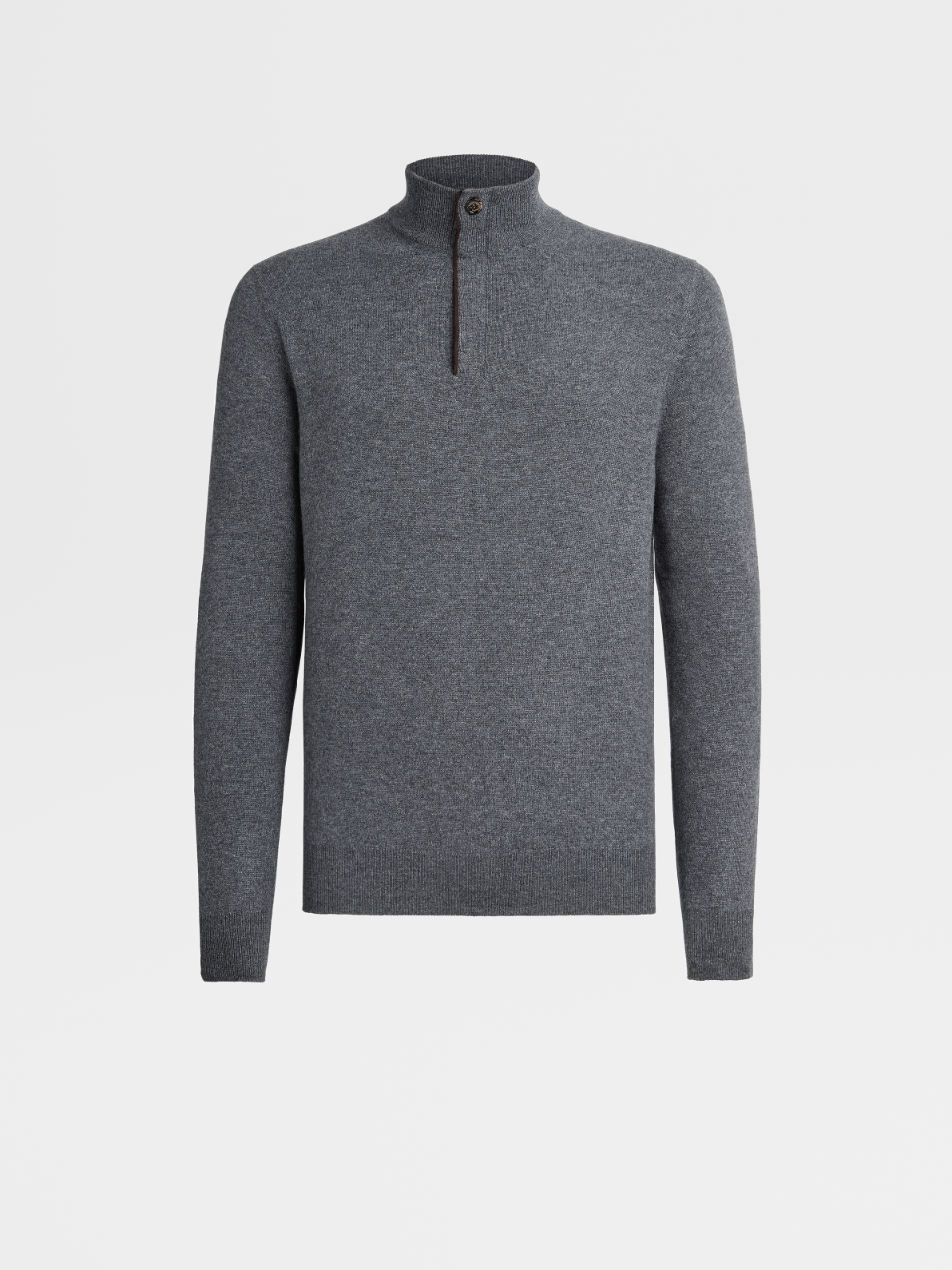 Dark Grey Premium Cashmere Knit Mock Neck Sweater